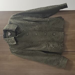 J.Jill tonal dark olive drab embossed brocade jacket/blazer-Size Medium